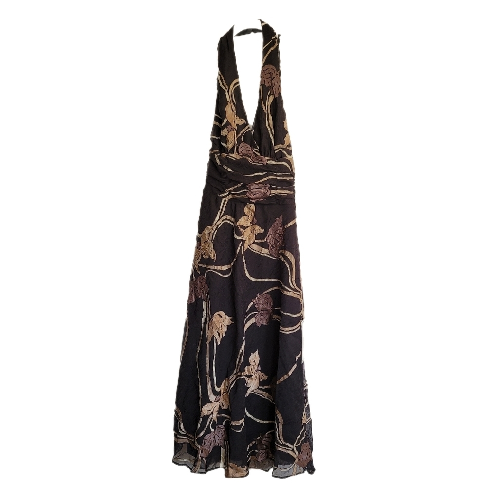 Metaphor Dress Size 6 Black Floral Sleeveless Halter